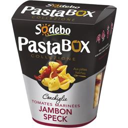 Pasta Box conchiglie, tomates marinees et jambon speck SODEBO, 280g