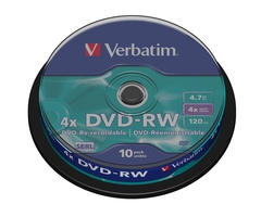 DVD-RW 4X en spindle VERBATIM, 10 unites