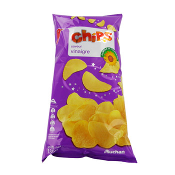 Auchan chips vinaigre a l'huile de tournesol 135g