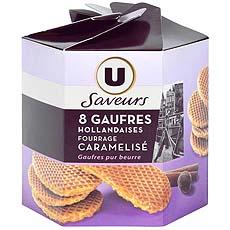 Gaufres Hollandaises fourrees au caramel U SAVEURS, 250g