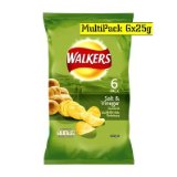 Walkers Salt & Vinegar Crisps 6 x 25g