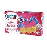 Mini biscuits fourrés ronds fraise U MAT & LOU 4x6 168g