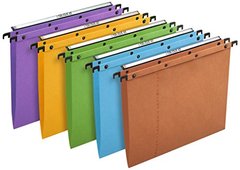5 Dossiers kraft suspendus ELBA, avec port etiquette, fond en V, coloris assortis