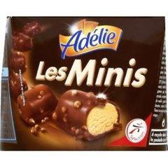 Adelie, Glace Les Minis vanille et chocolat, cereales croustillantes, la boite de 138g