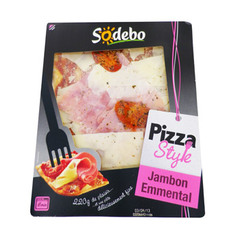 Sodebo pizza style jambon emmental 220g