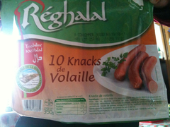 10 Knacks de volaille Reghalal, 100% halal 350g