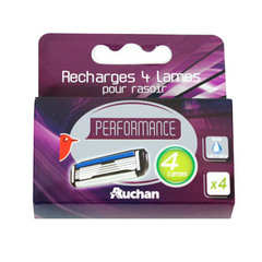 Performance - Recharges 4 lames pour rasoir Plaquette lubrifiante.