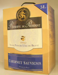 Vin rouge Cabernet Sauvignon Réserve du Président, 12.5°, 5l