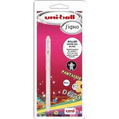 Stylo roller gel Signo encre blanc pailletee