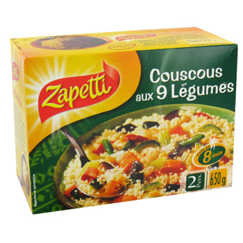 Zapetti, Couscous aux 9 legumes, la boite de 650g
