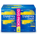 Tampax Compak - Tampon avec applicateur régulier les 2 boites de 18