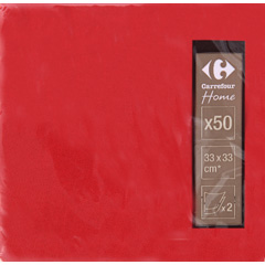 Serviettes en papier rouges 2 plis 33x33cm