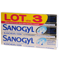 Dentifrice Sanogyl bicarbonate Blancheur et soin 3x75ml