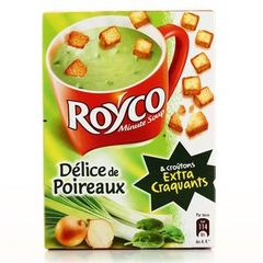 Royco, Les Minutes Soup - Soupe instantanee delice poireaux croutons extra croquants, les 3 sachets de 20cl