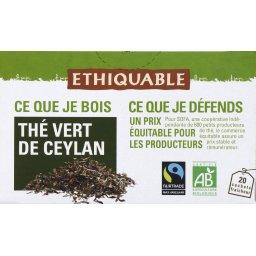 Ethiquable, The vert de Ceylan BIO, les 20 sachets de 1,8 g