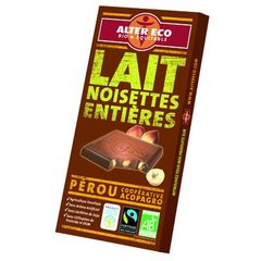 Alter Eco bio equitable chocolat lait noisettes 100g