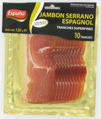 Jambon Serrano ESPUNA, 10 tranches fines, 120g