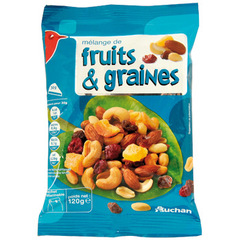 Auchan melange de fruits et graines 120g