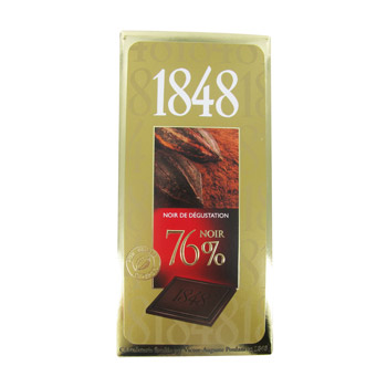 Chocolat noir de degustation 76% de cacao, la tablette de 1 x 100g