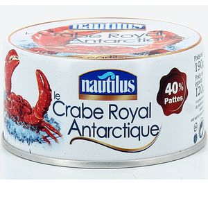 Nautilus, Le Crabe Royal Antarctique sans cartilage, 40% pattes, la boite de 120 g net egoutte