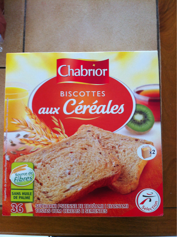 Biscottes aux cereales, le paquet de 36 biscottes - 300g