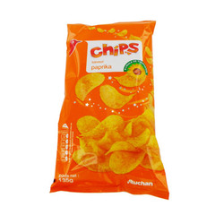 Auchan chips paprika a l'huile de tournesol 1 x 135g