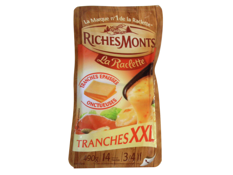 Raclette XXL au lait pasteurise RICHES MONTS, 26%MG, 490g