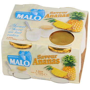 Yaourt Malo Ananas lait entier 4x125g