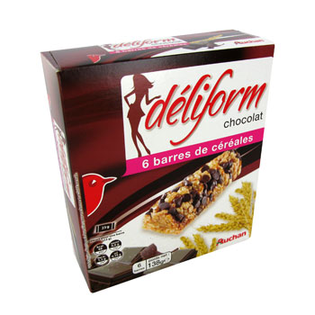 Deliform - Barres cerealieres chocolat noir - 6 barres