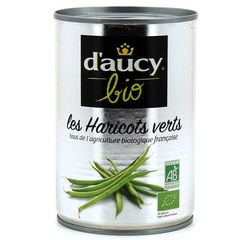 D'aucy BIO - Les Haricots Verts coupés BIO la boite de 220 g net égoutté