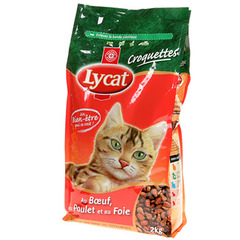 Croquettes chats Lycat Boeuf foie lég. verts car. 2kg