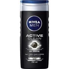 Nivea For Men Gel douche Active Clean 3 en 1 charbon actif le flacon de 250 ml