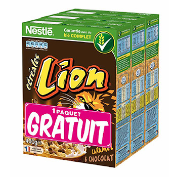Cereales Lion Nestle 2x400g + 1 paquet gratuit