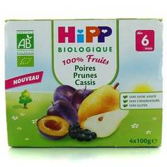 100% Fruits - Poires Prunes Cassis Des 6 mois