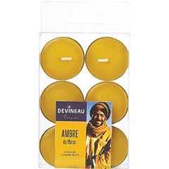 Devineau, Bougies chauffe-plats jaune parfum ambre du maroc, la boite de 6