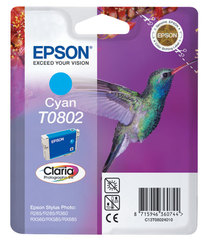 Cartouche d'encre EPSON pour imprimante, T0802 cyan Colibri, sous blister