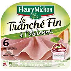 Jambon decouenne tranche fin a l'Italienne FLEURY MICHON, 6 tranches, 180g