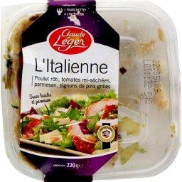 Claude Leger, L'italienne, salade composee poulet roti, tomates mi-sechees, parmesan, pignons de pins grilles, sauce basilic et parme
