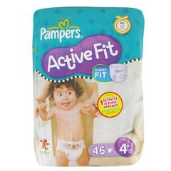 Couches Active Fit maxi + T4 + (9-20kg) Pampers sac geant x46