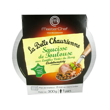 La Belle Chaurienne, Saucisse de Toulouse aux lentilles vertes du Berry, la barquette de 300g