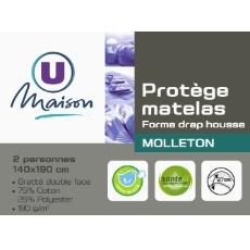 Protege-matelas en molleton anti-acariens U MAISON, 140x190cm, blanc