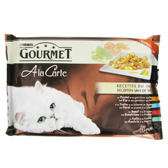 Gourmet, A la Carte - Aliment pour chat Recettes du Chef, 4 varietes, les 4 sachets de 85g
