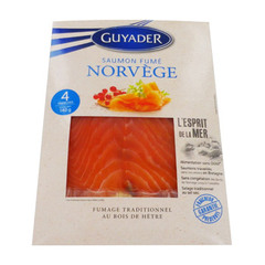 saumon fume norvege 4 tranches guyader 140g