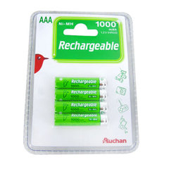 piles rechargeables ni-mh aaa x4 auchan