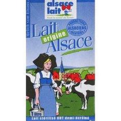 Alsace Lait, Lait demi-ecreme, sterilise UHT, origine Alsace, la brique de 1l