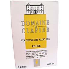 Vin rouge de pays du Vaucluse Domaine de Clapier, 13.5°, 5l