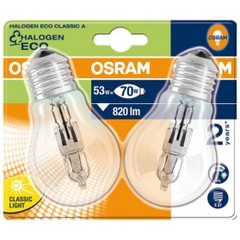 Ampoule standard halogène Eco OSRAM, 57W E27, claire, 2 unités sousblister