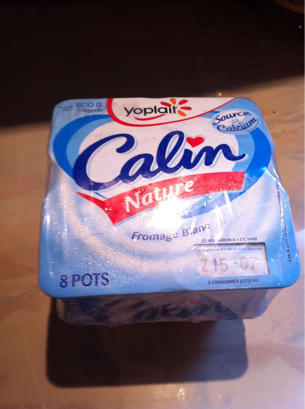 DOM TOM - Fromage blanc nature Calin YOPLAIT, 3.6%MG, 8 pots, 800g