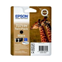 Cartouche d'encre EPSON pour imprimante, T0711H noir Girafe x2, sous bl ister