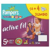 Pampers Active Fit Paquet de 58 couches Junior Taille 5 + 